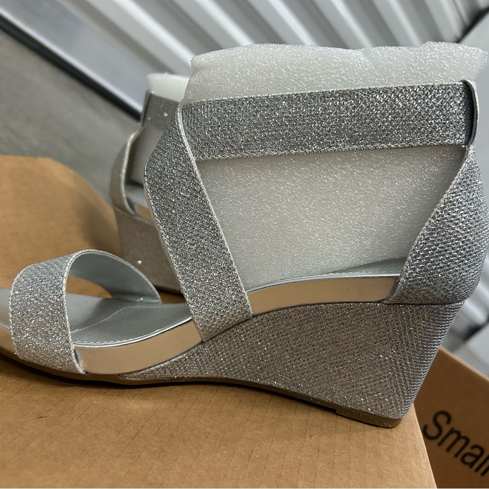 Elegant Silver Wedge Sandals